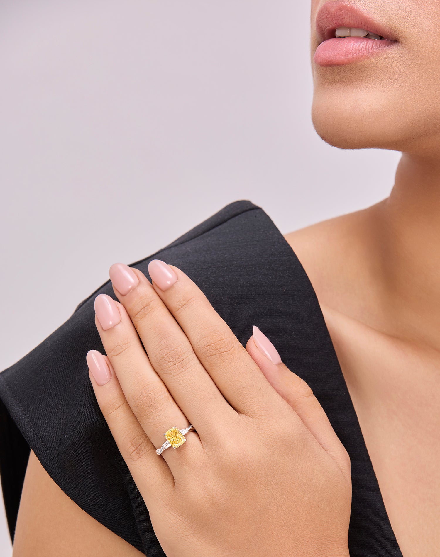 Silver Honey Dew Solitaire Ring