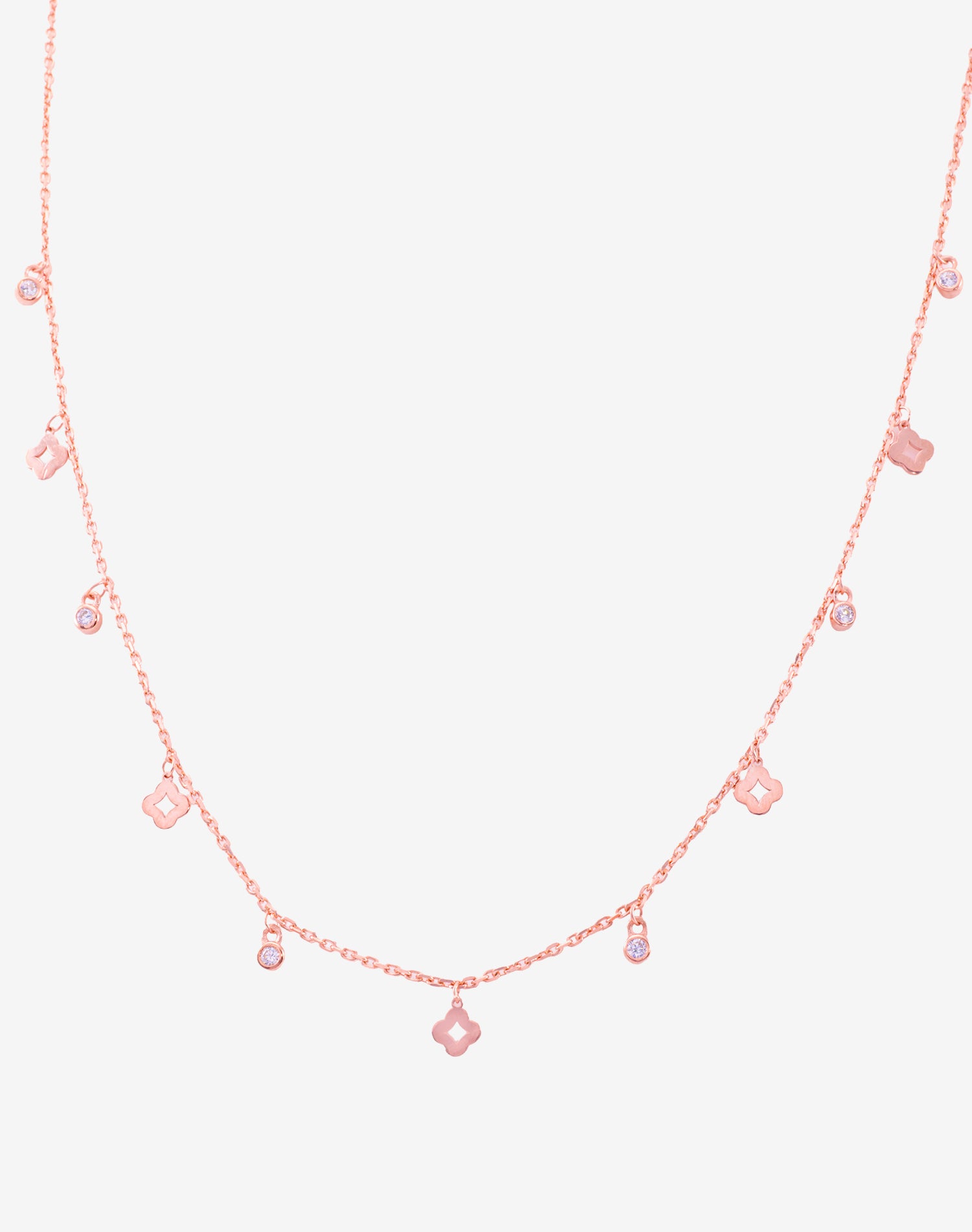 Rose Glow Clover Charm Pendant Chain