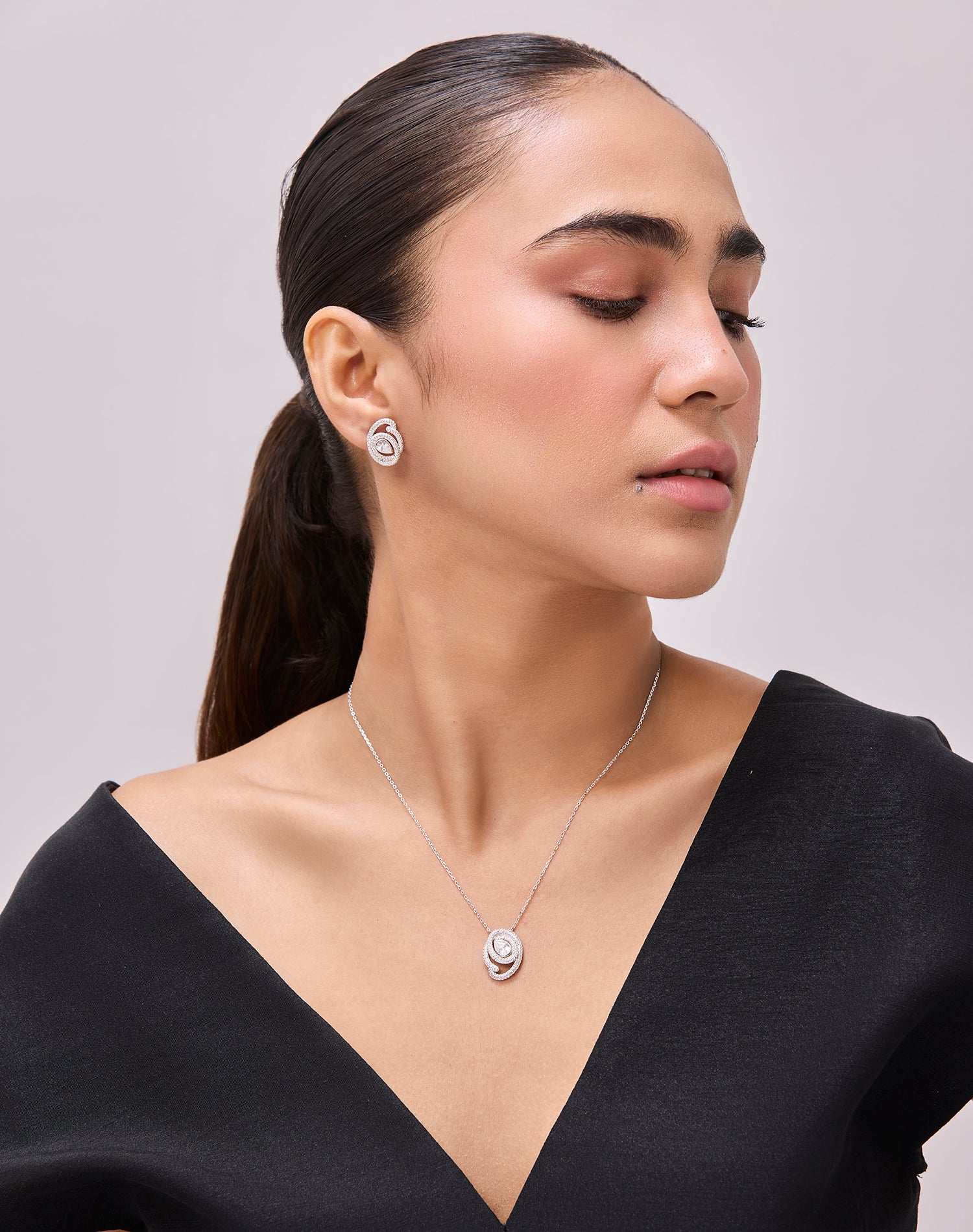 Silver Majestic Pear Earrings