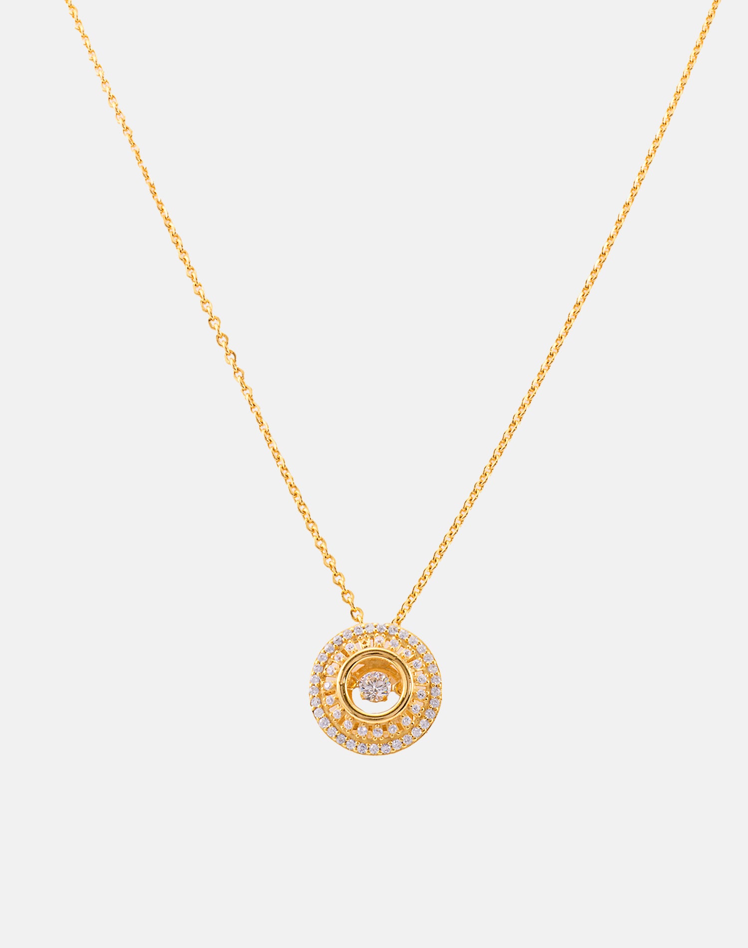 Gold Orbit Dancing Diamond Pendant Chain