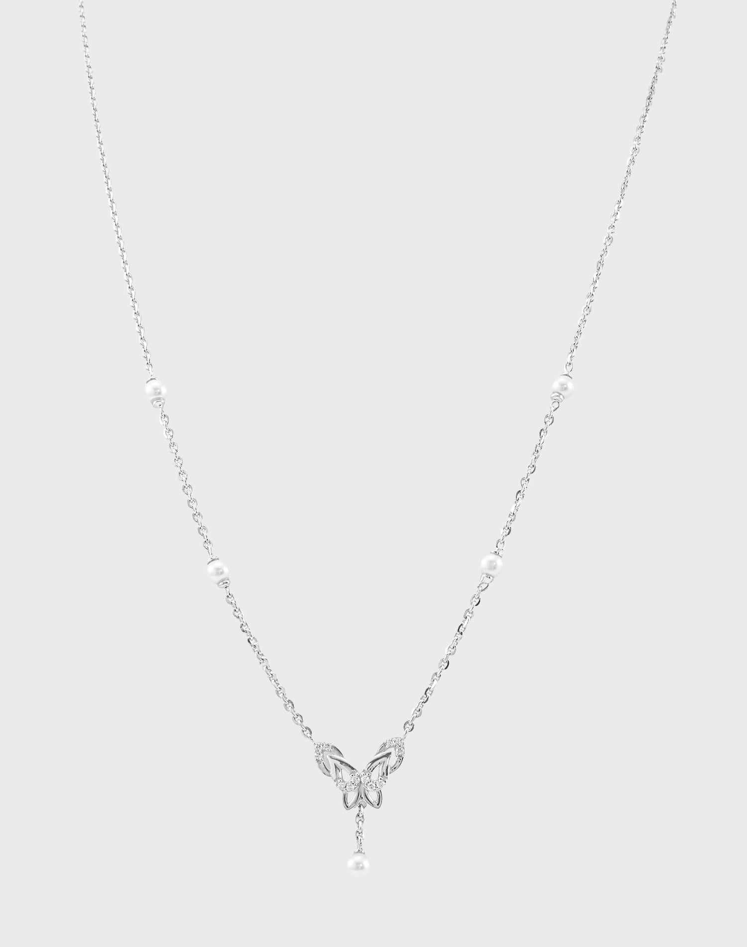 Silver Flutter Pearl Pendant Chain