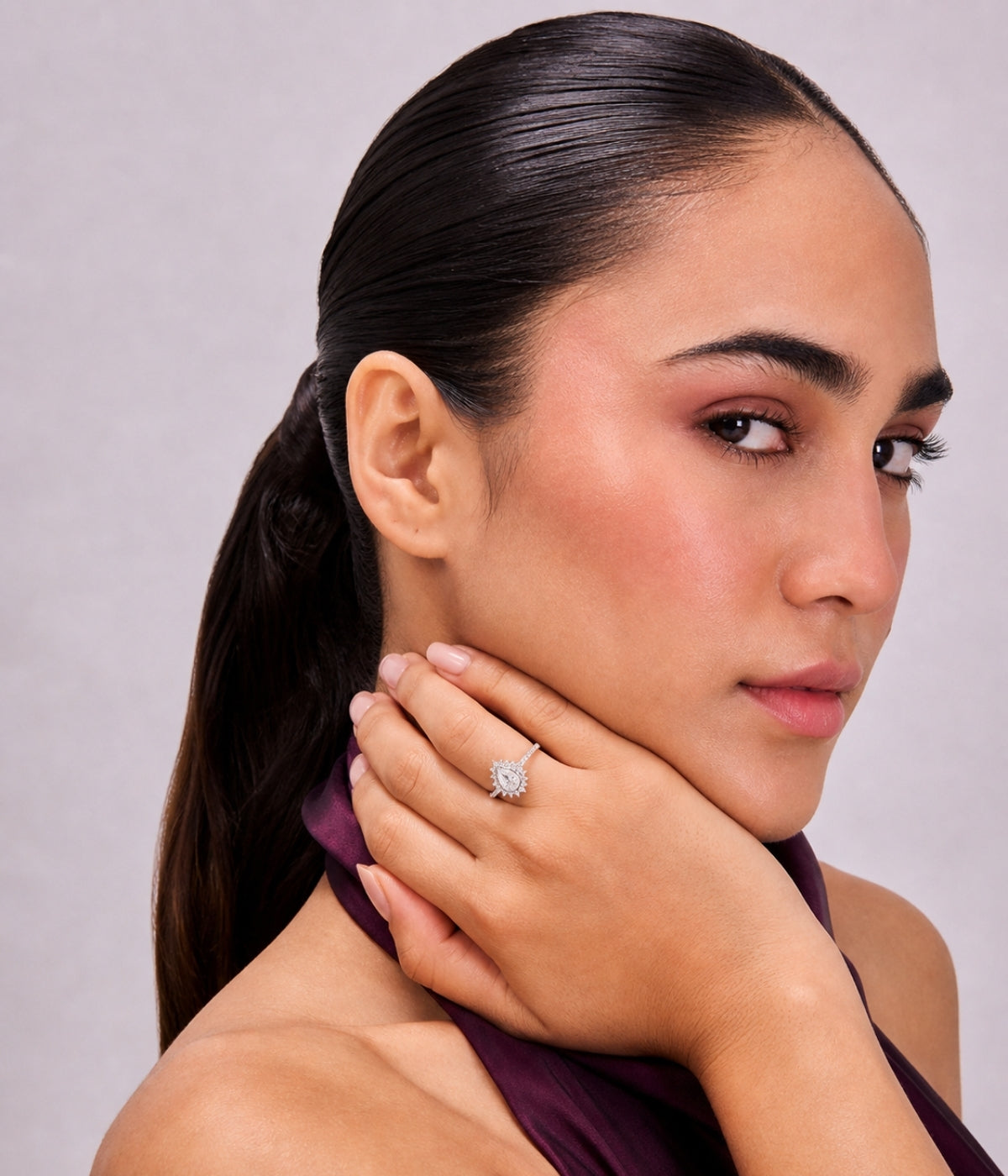 Silver Petalia Crown Solitaire Ring
