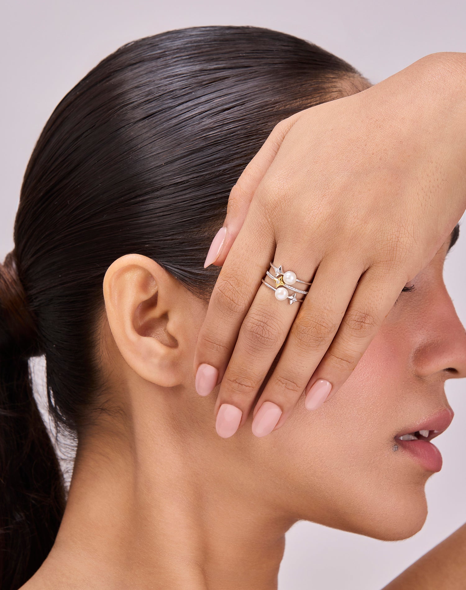 Silver Starlight Pearl Ring
