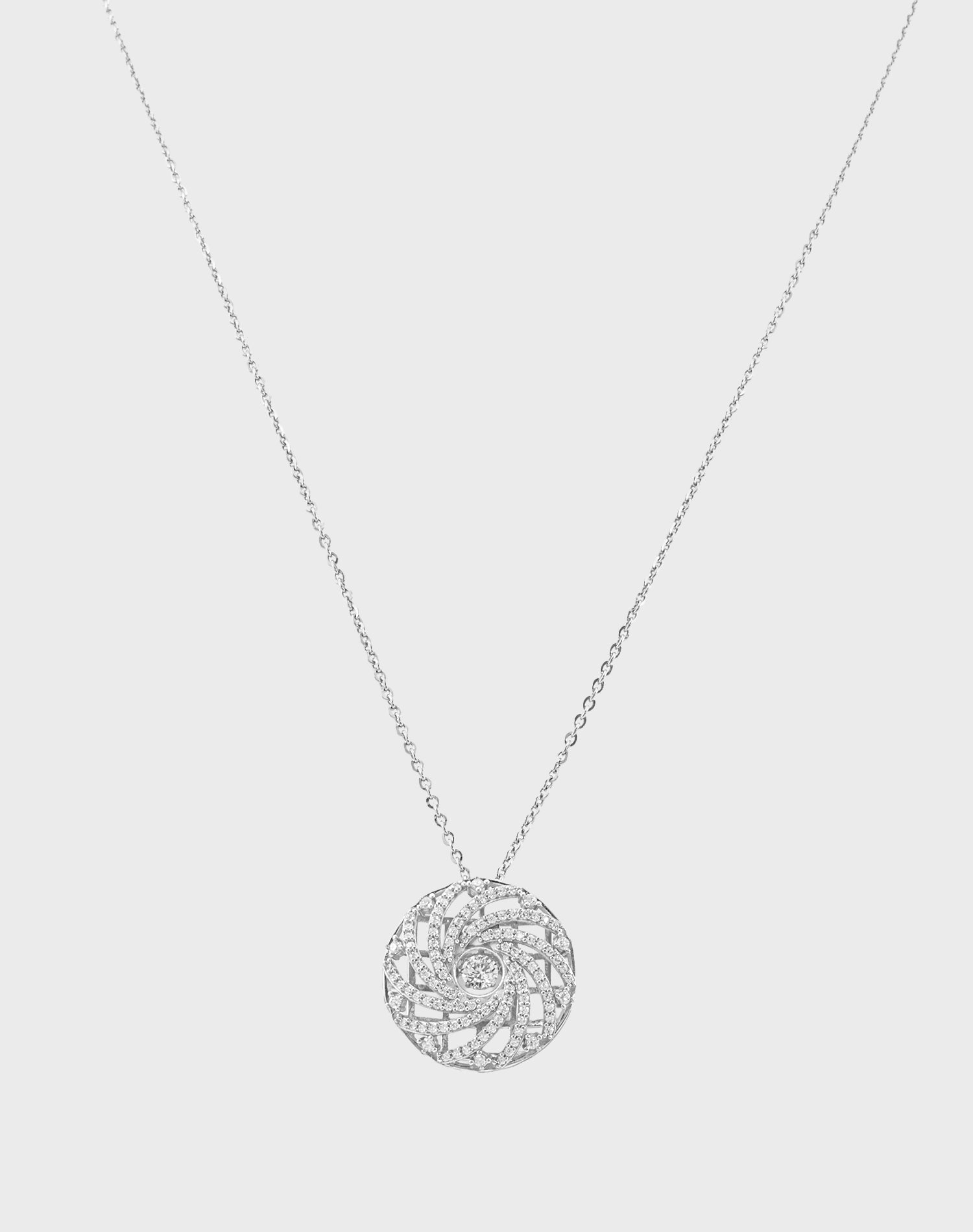 Silver Motion Dancing Diamond Pendant Chain