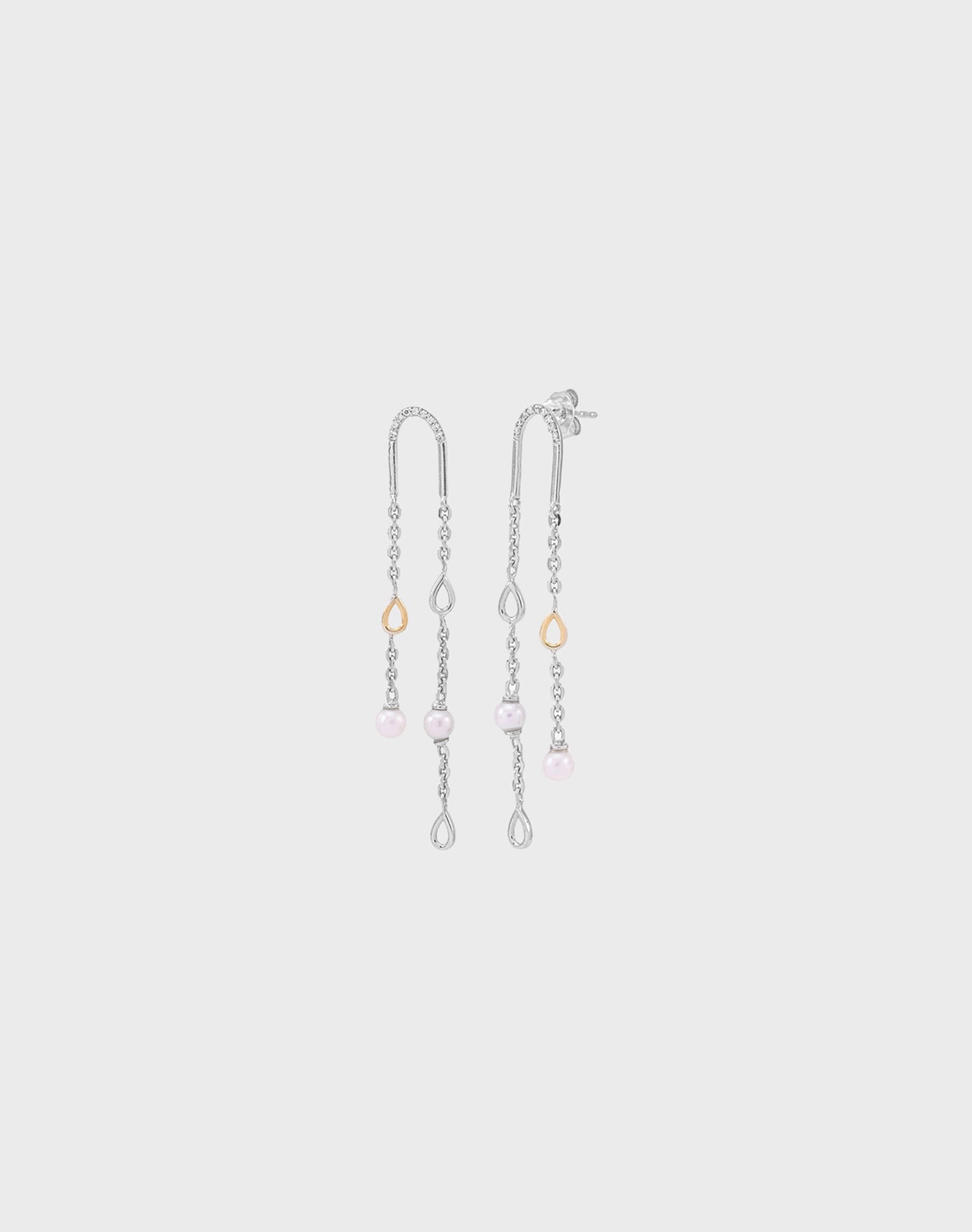 Silver Veil Drop Pearl Earrings