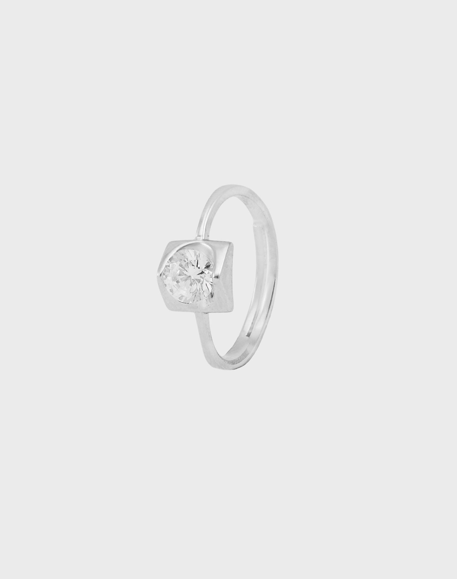 Silver Sculptura Solitaire Ring