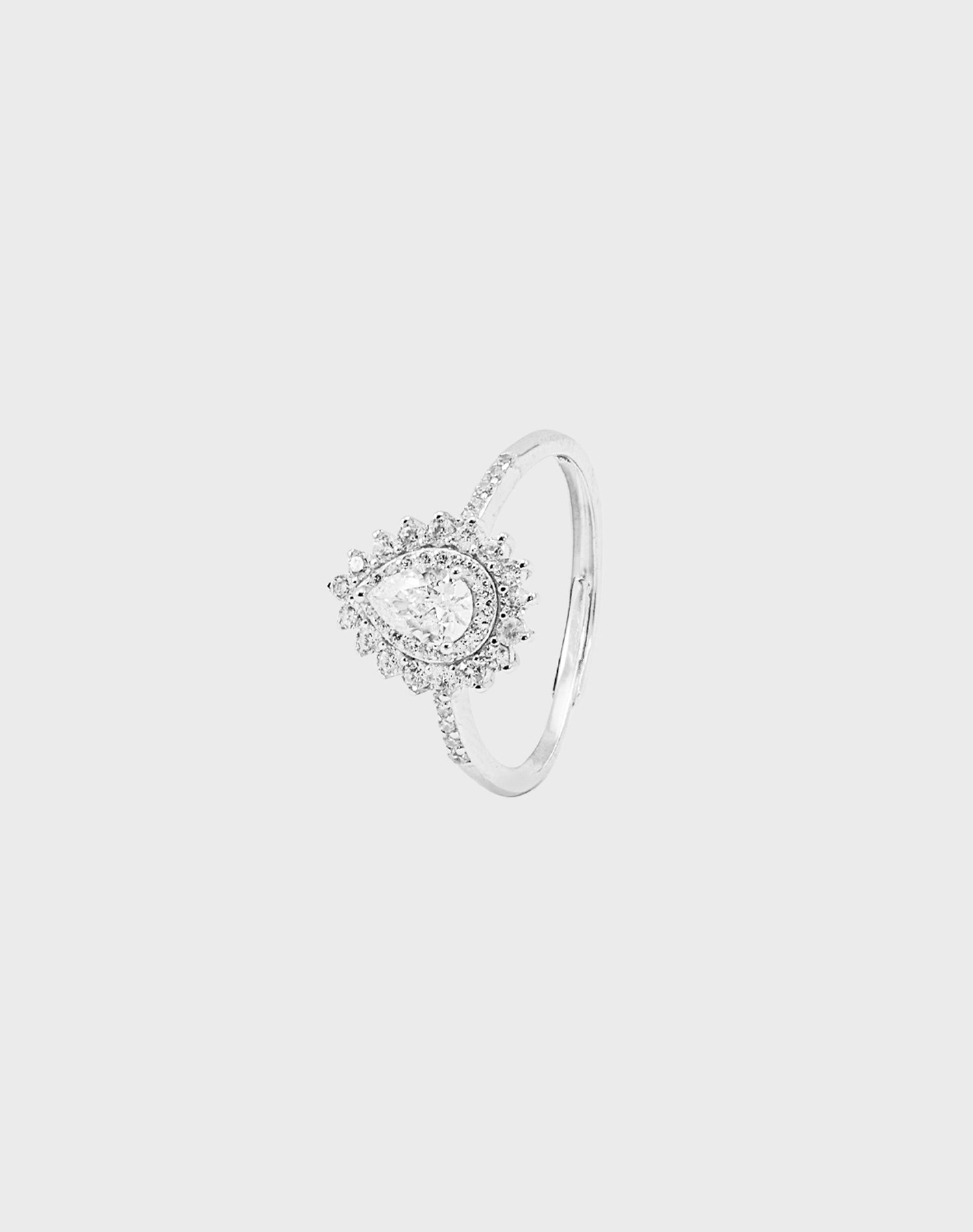 Silver Petalia Crown Solitaire Ring