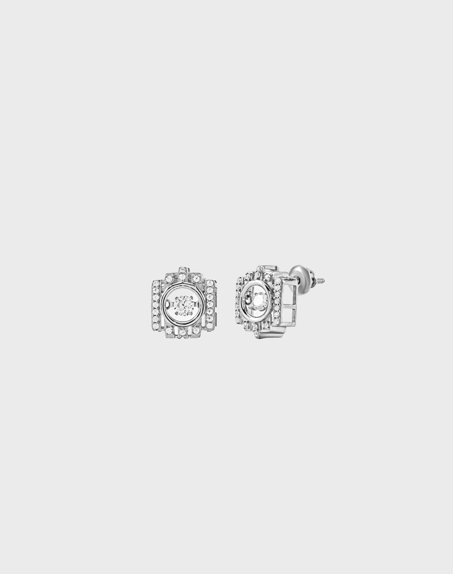 Silver Anchor Dancing Diamond Stud Earrings