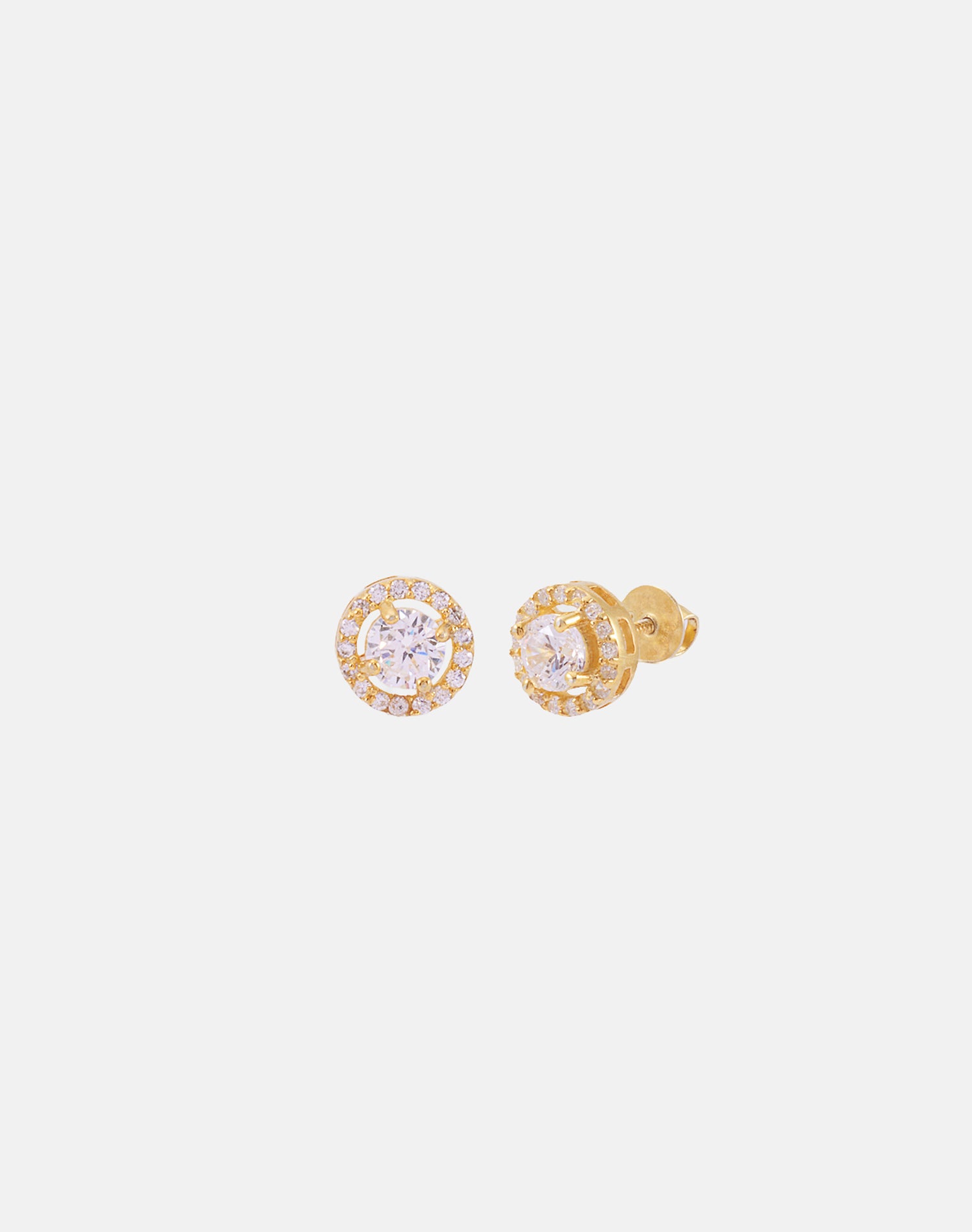 Gold halo Solitaire Stud Earrings