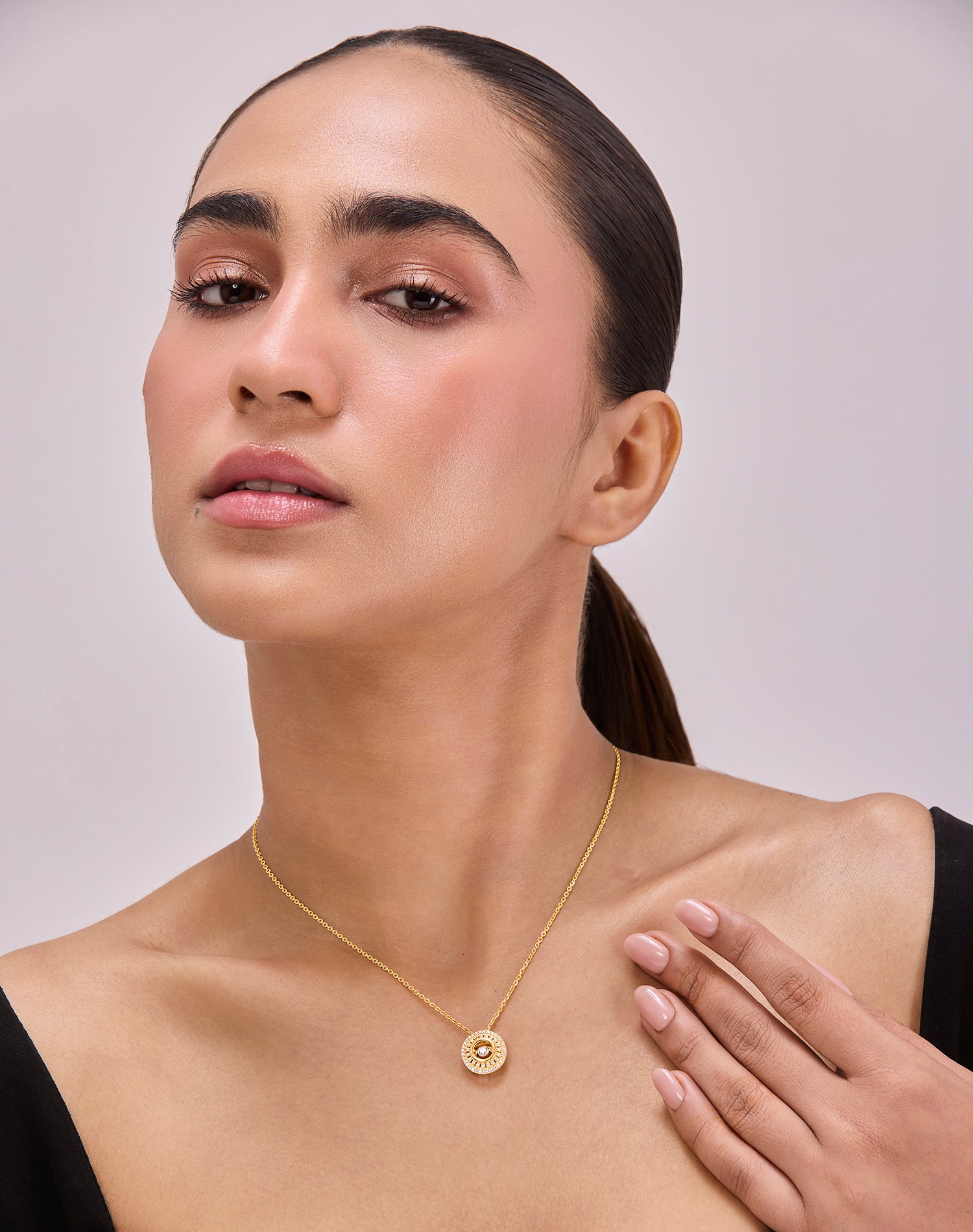 Gold Orbit Dancing Diamond Pendant Chain