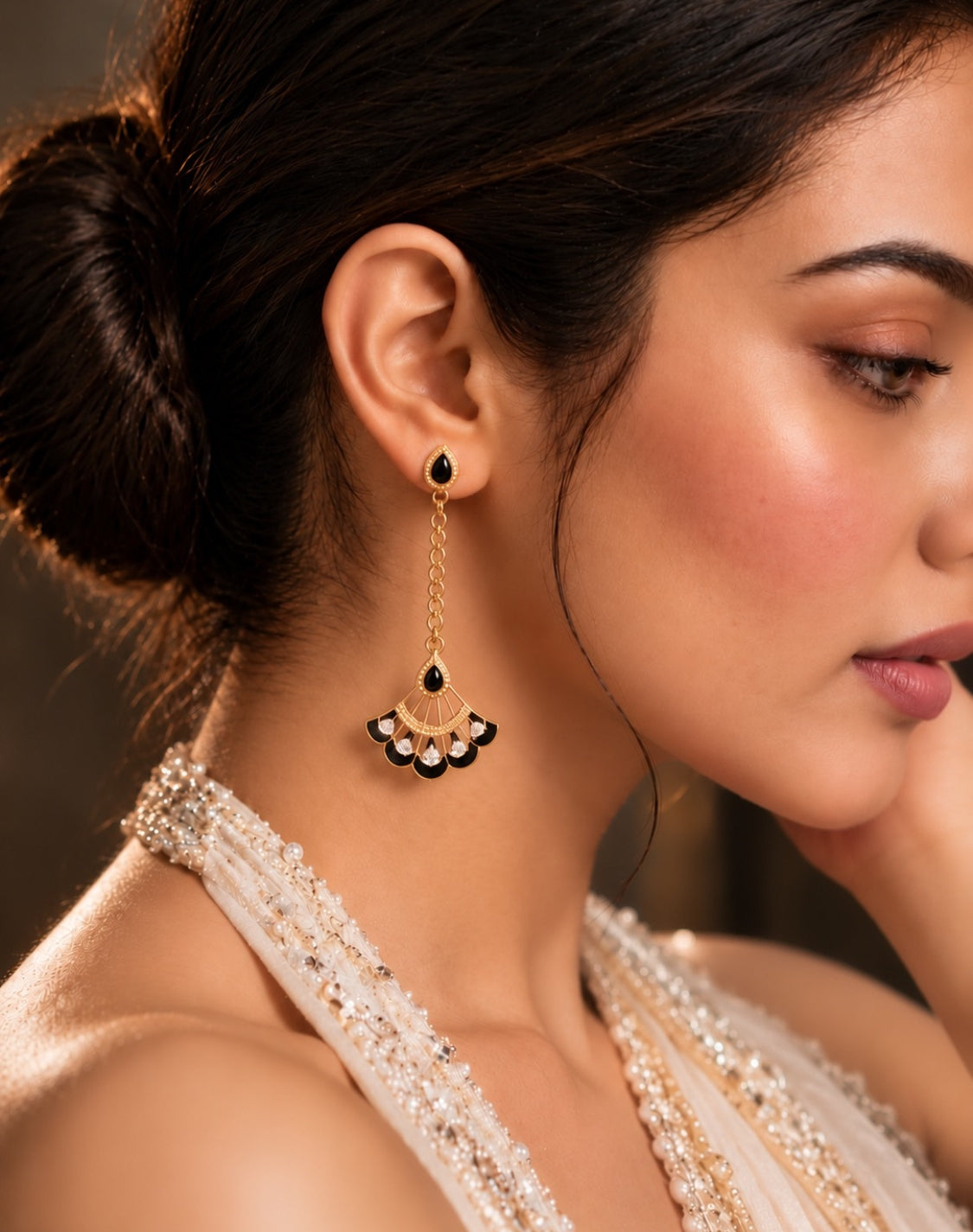 Noir Fan Statement Earrings