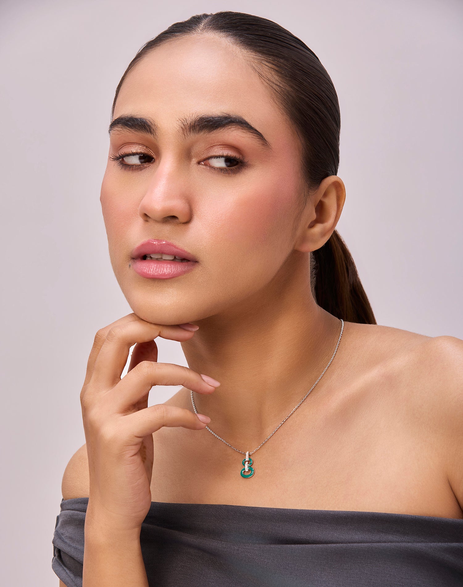 Silver Link & Wink Enamel Pendant Chain