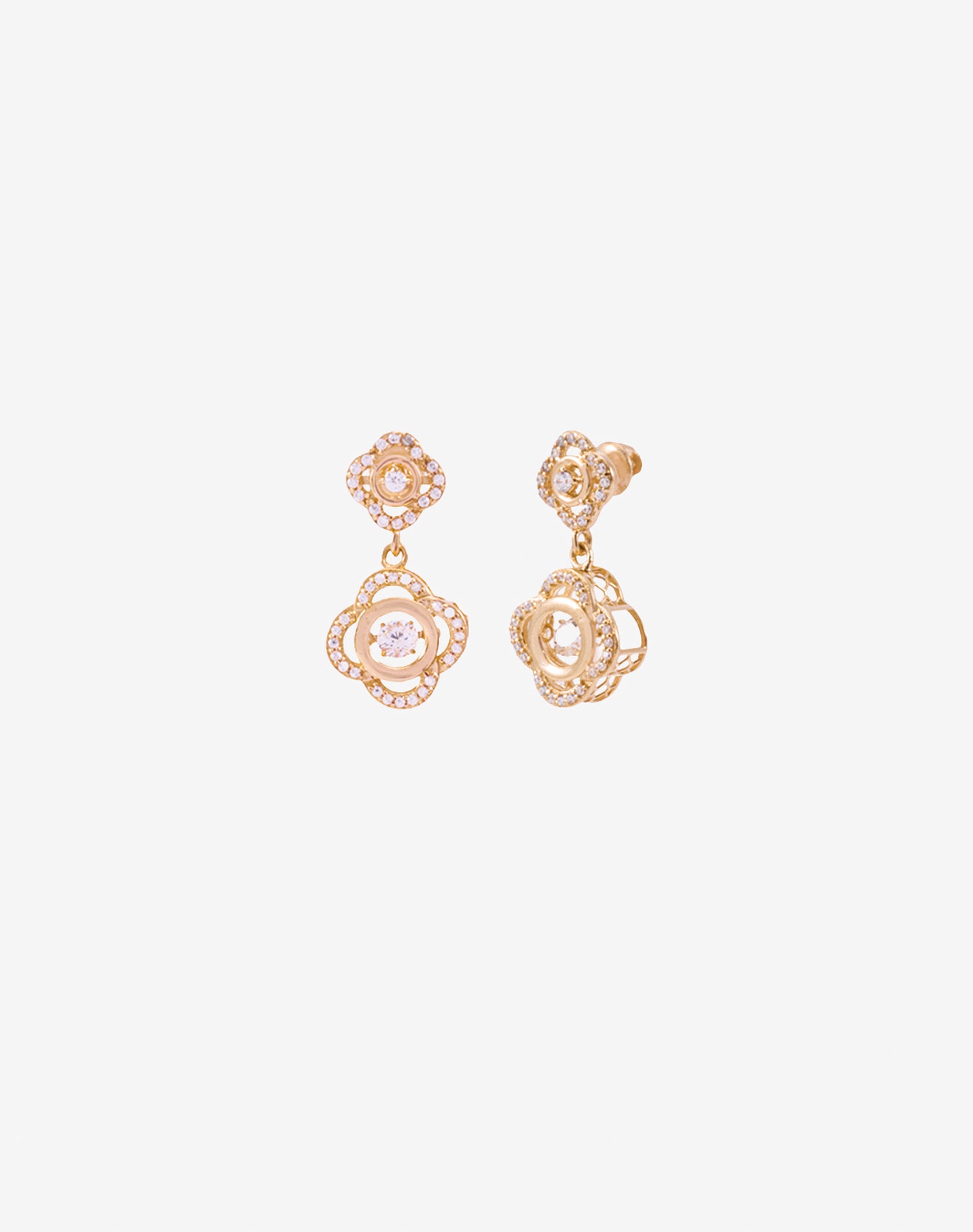 Rose Soft Blossom Dancing Diamond Earrings