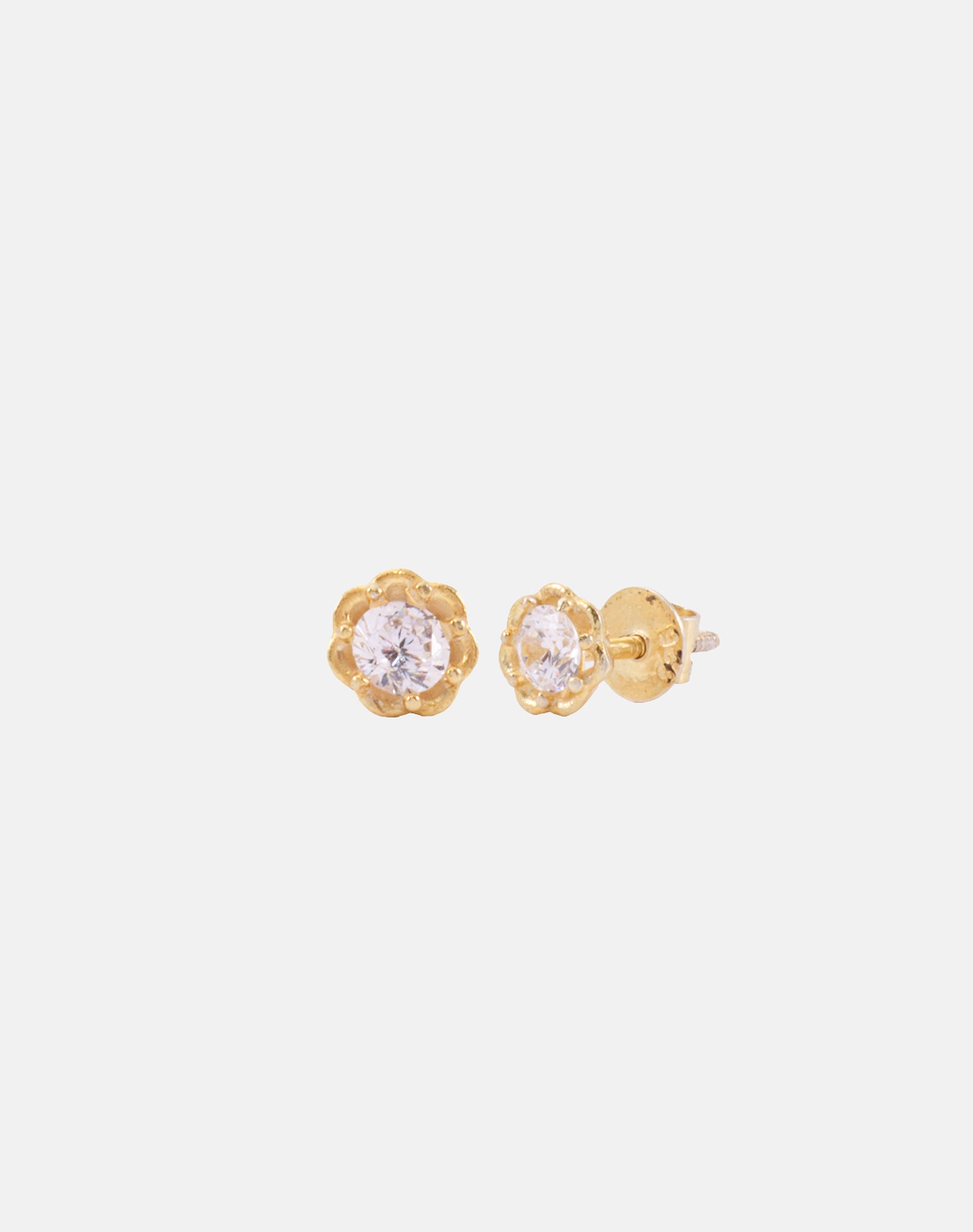Gold Mini Solitaire Stud Earrings