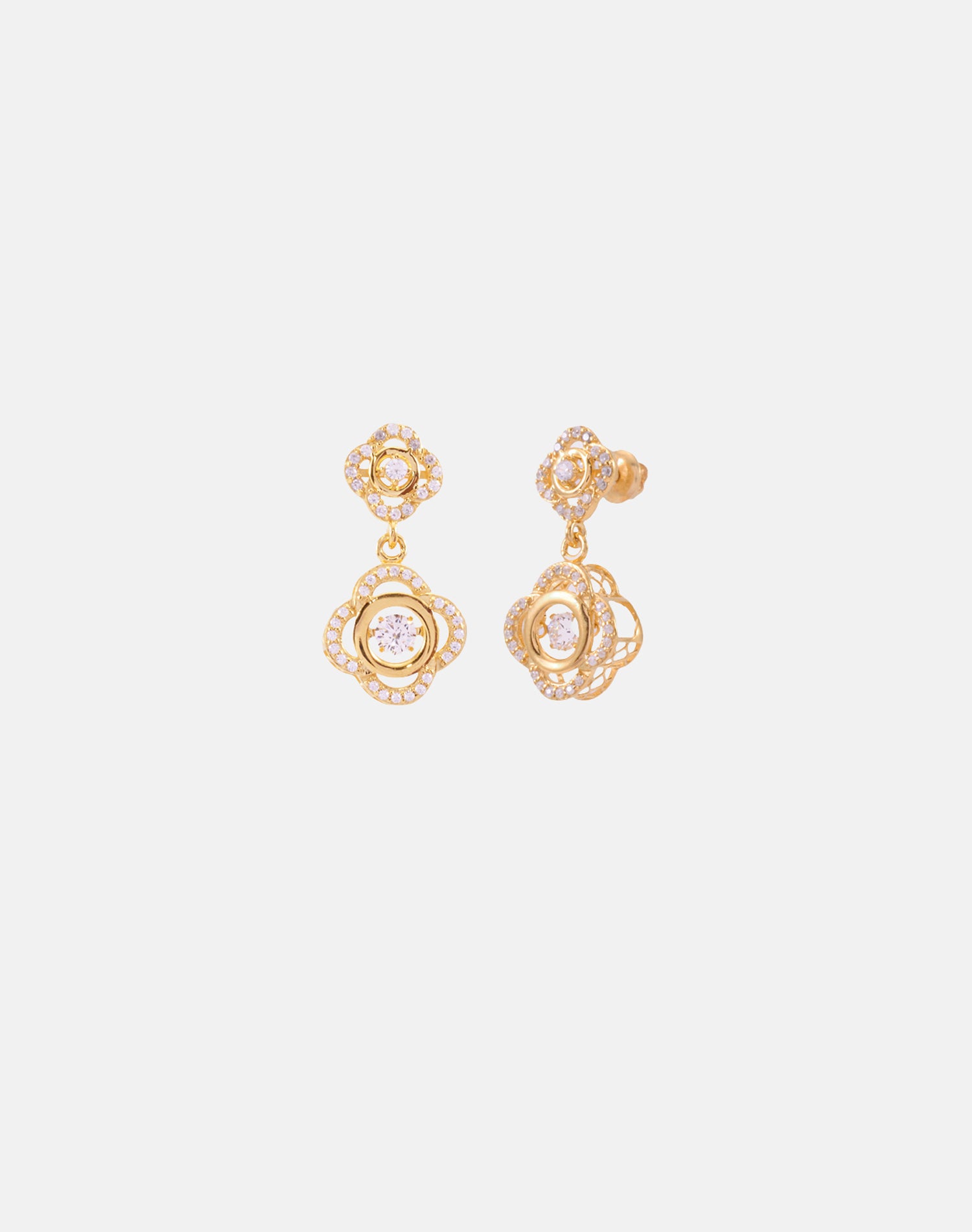 Gold Soft Blossom Dancing Diamond Earrings