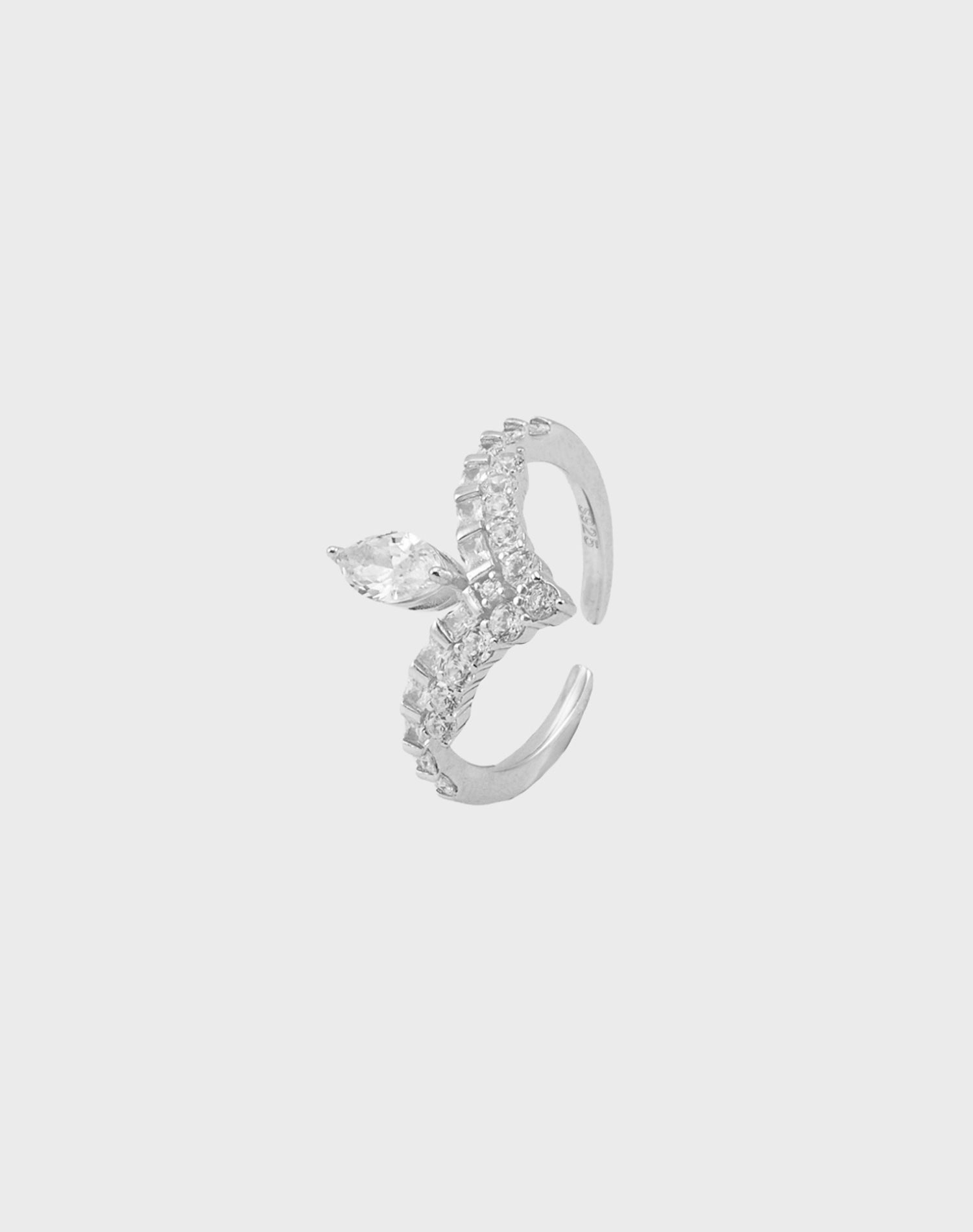 Silver Marquise Chevron Ring