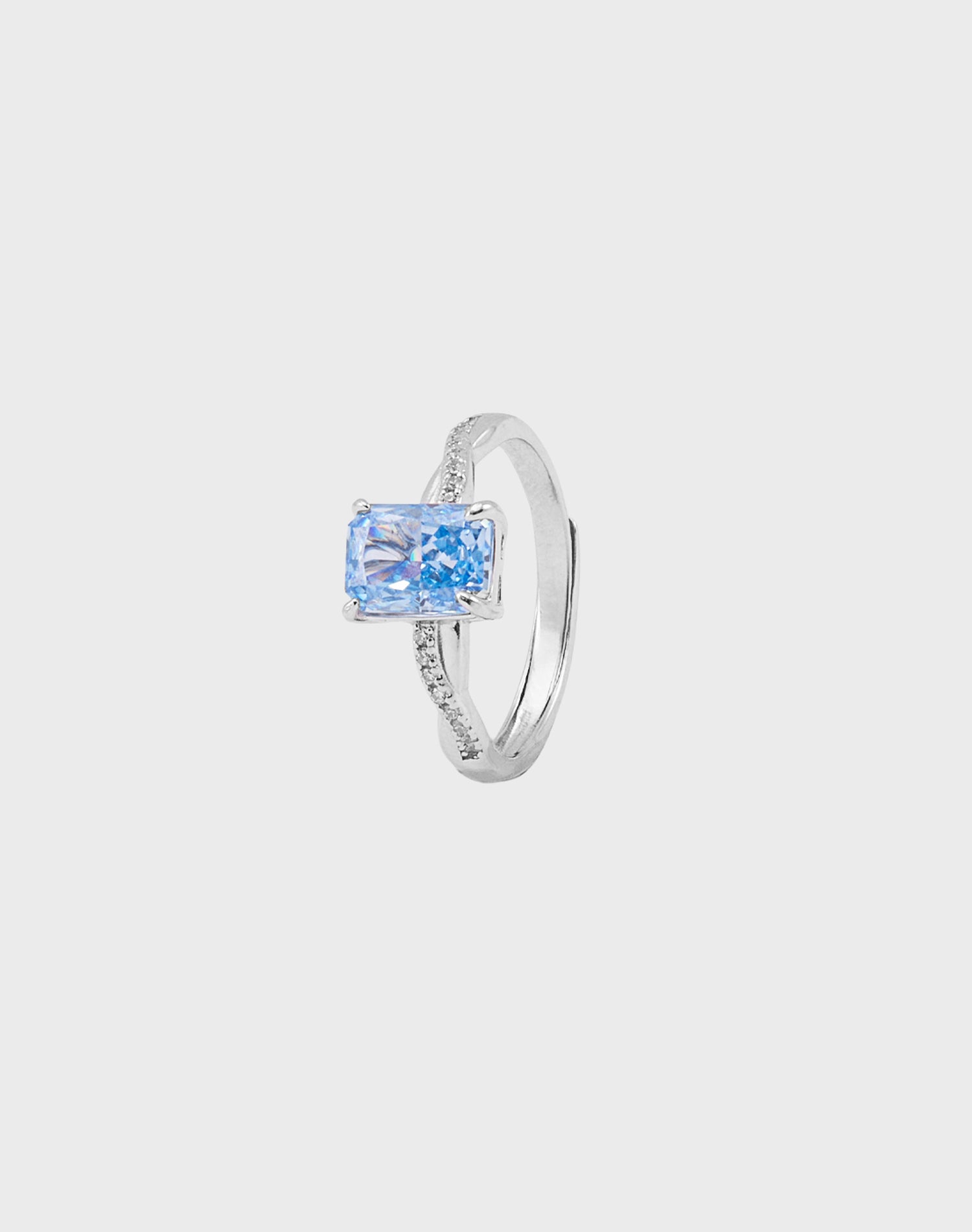 Silver Ocean Waves Solitaire Ring