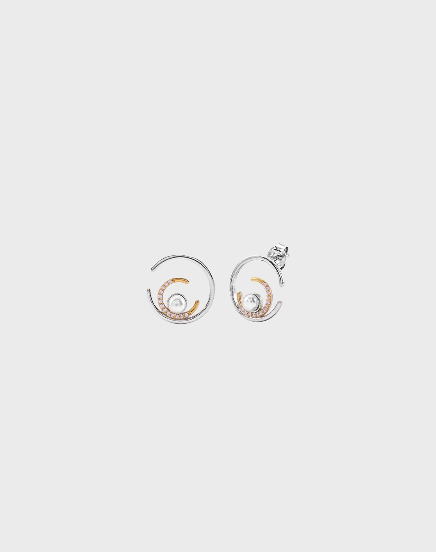 Silver Crescent Pearl Earrings