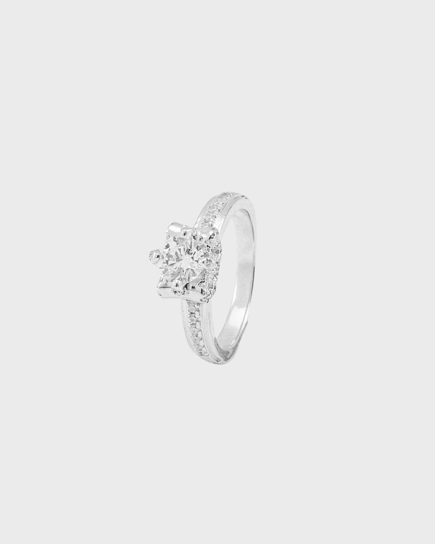 Silver Crownline Solitaire Ring