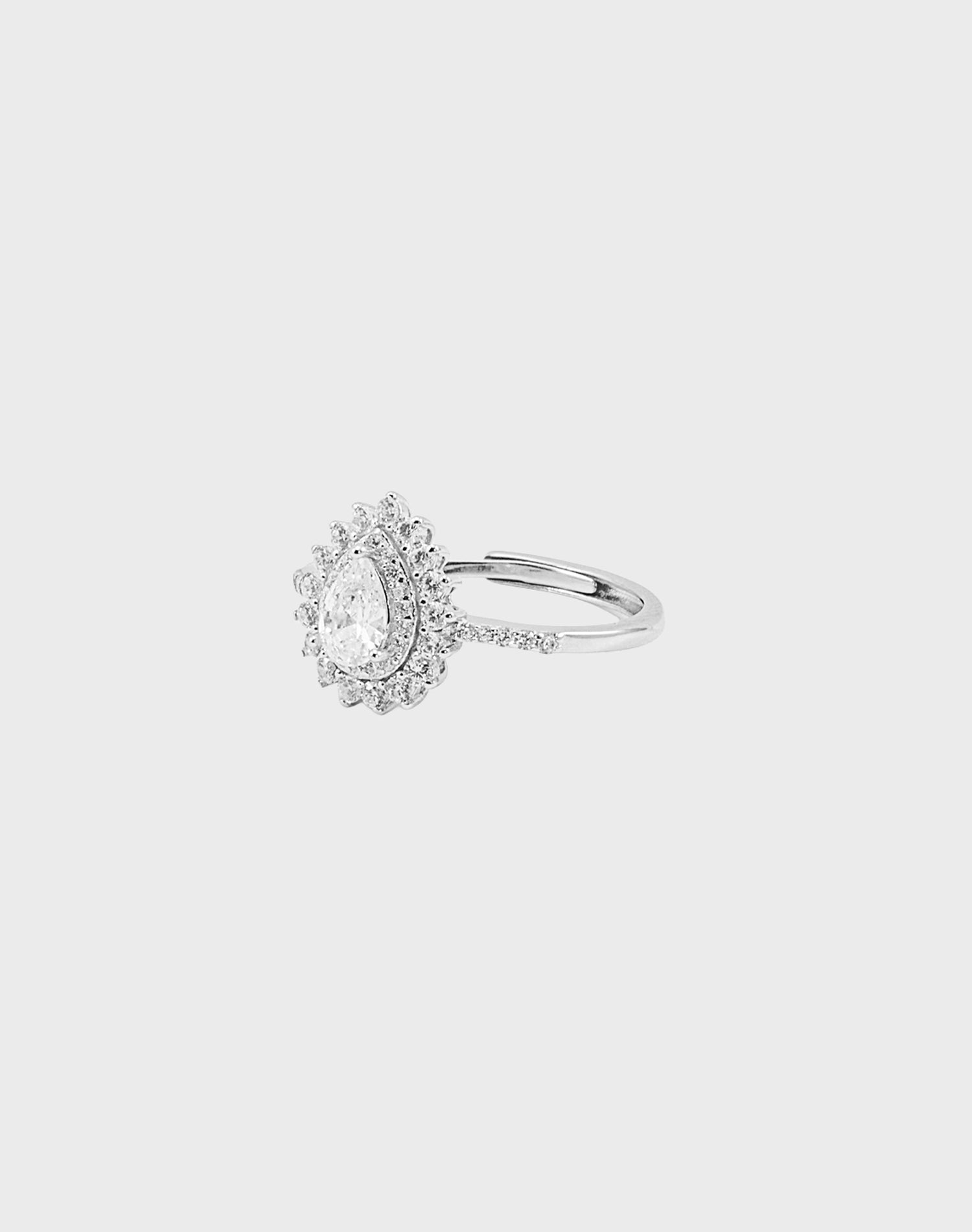 Silver Petalia Crown Solitaire Ring