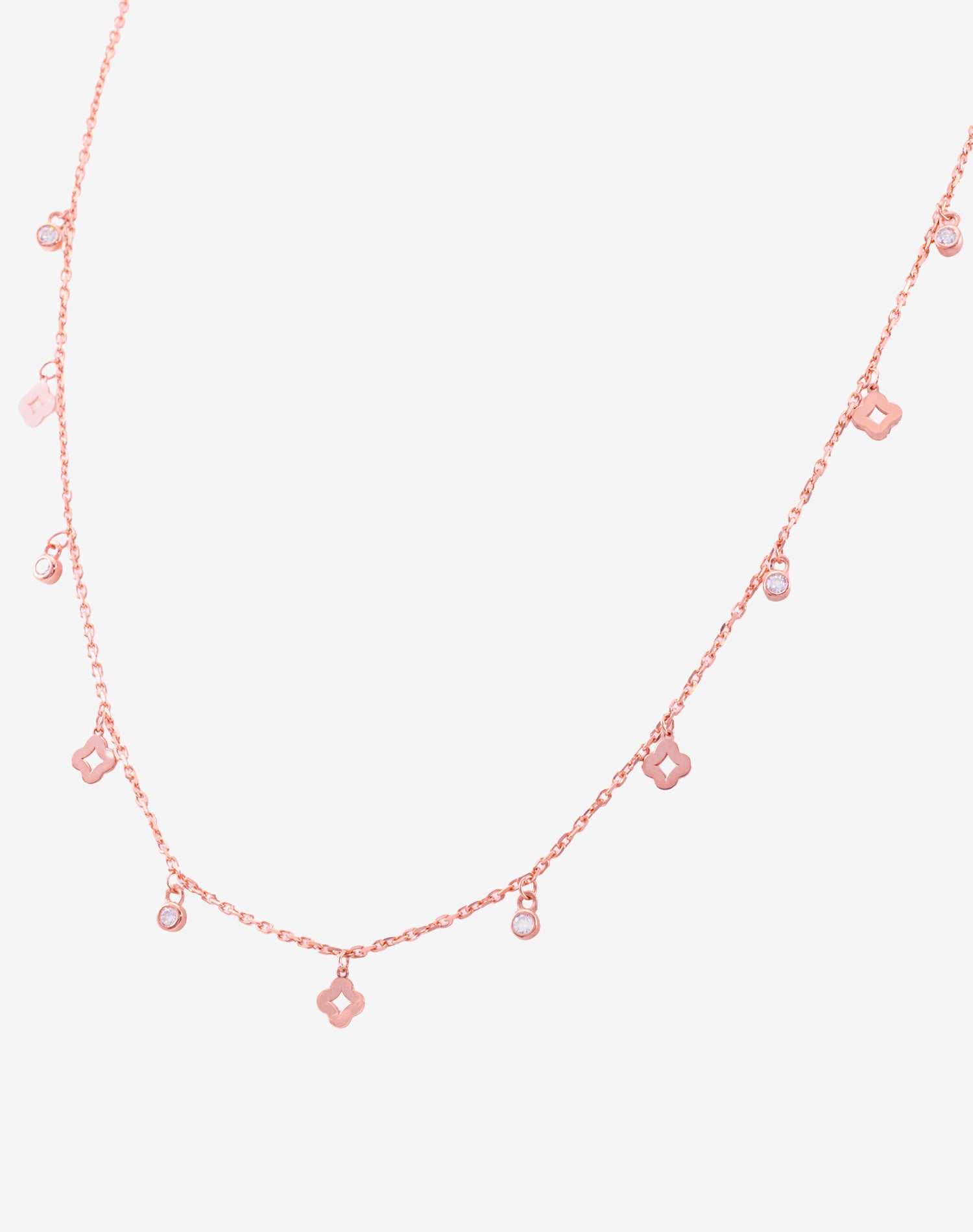 Rose Glow Clover Charm Pendant Chain
