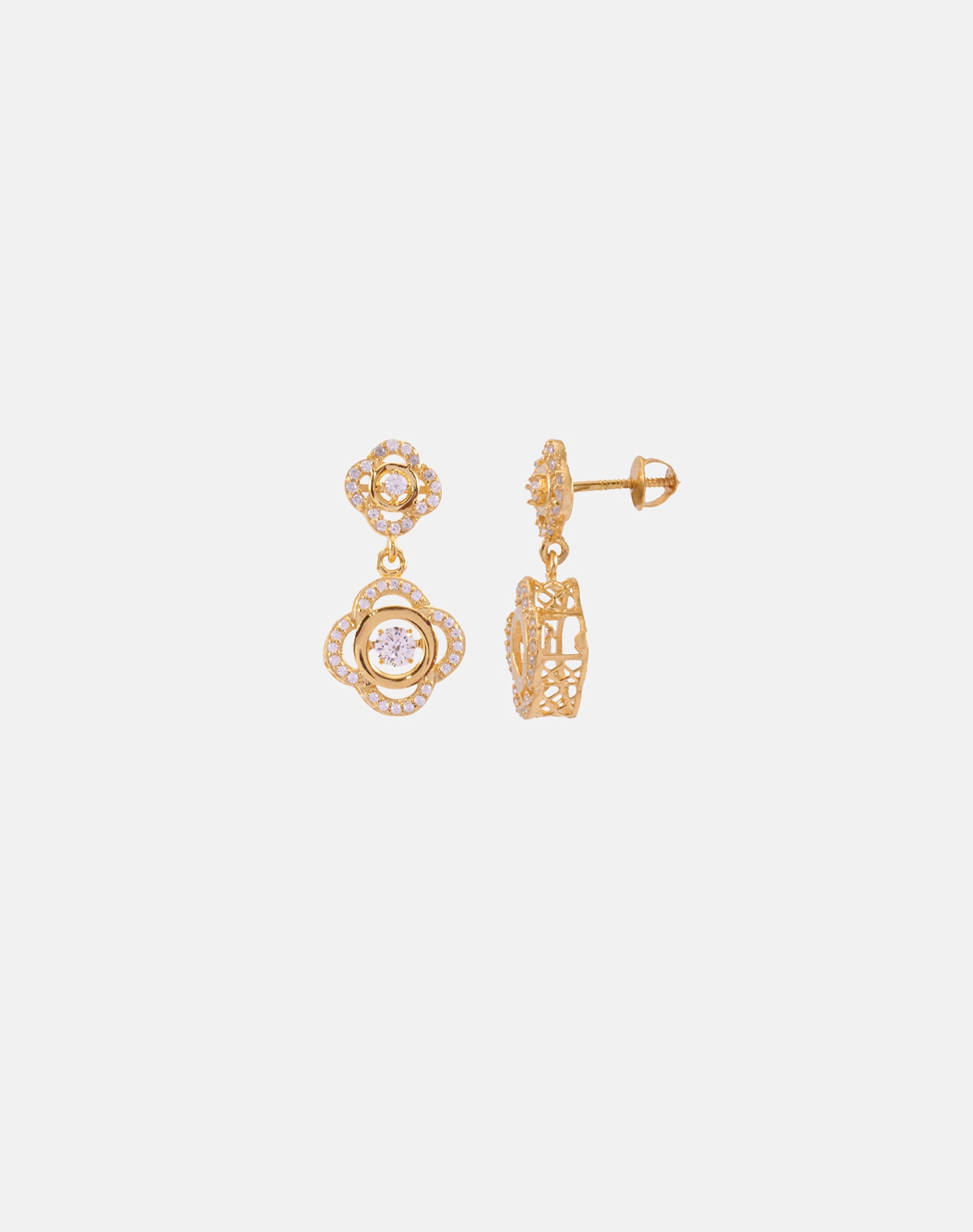 Gold Soft Blossom Dancing Diamond Earrings
