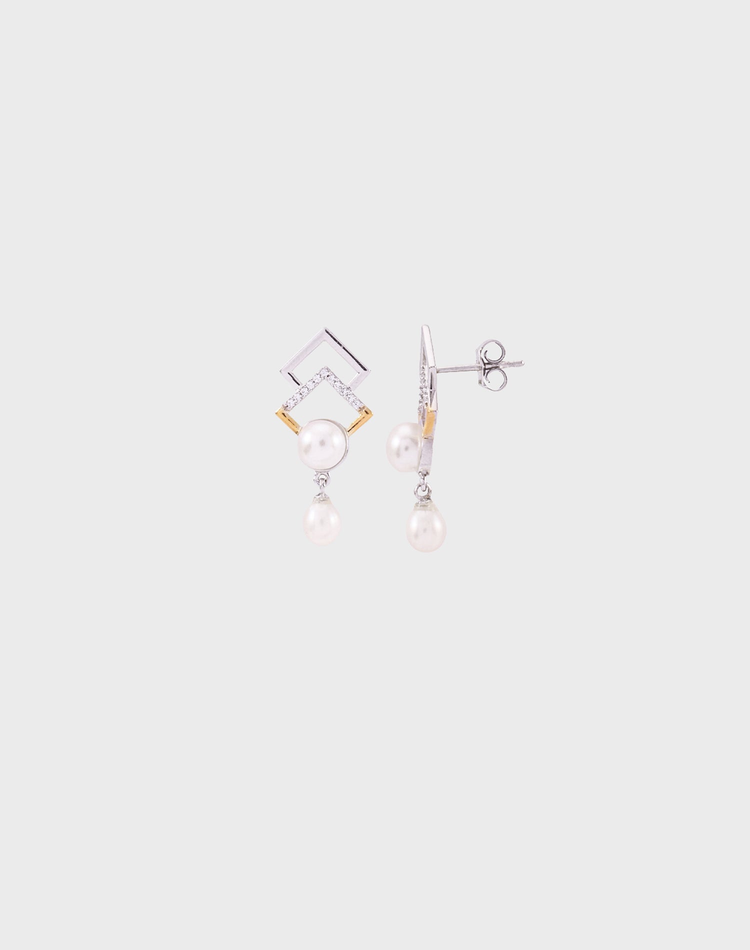 Silver Aurora Drop Pearl Earrings