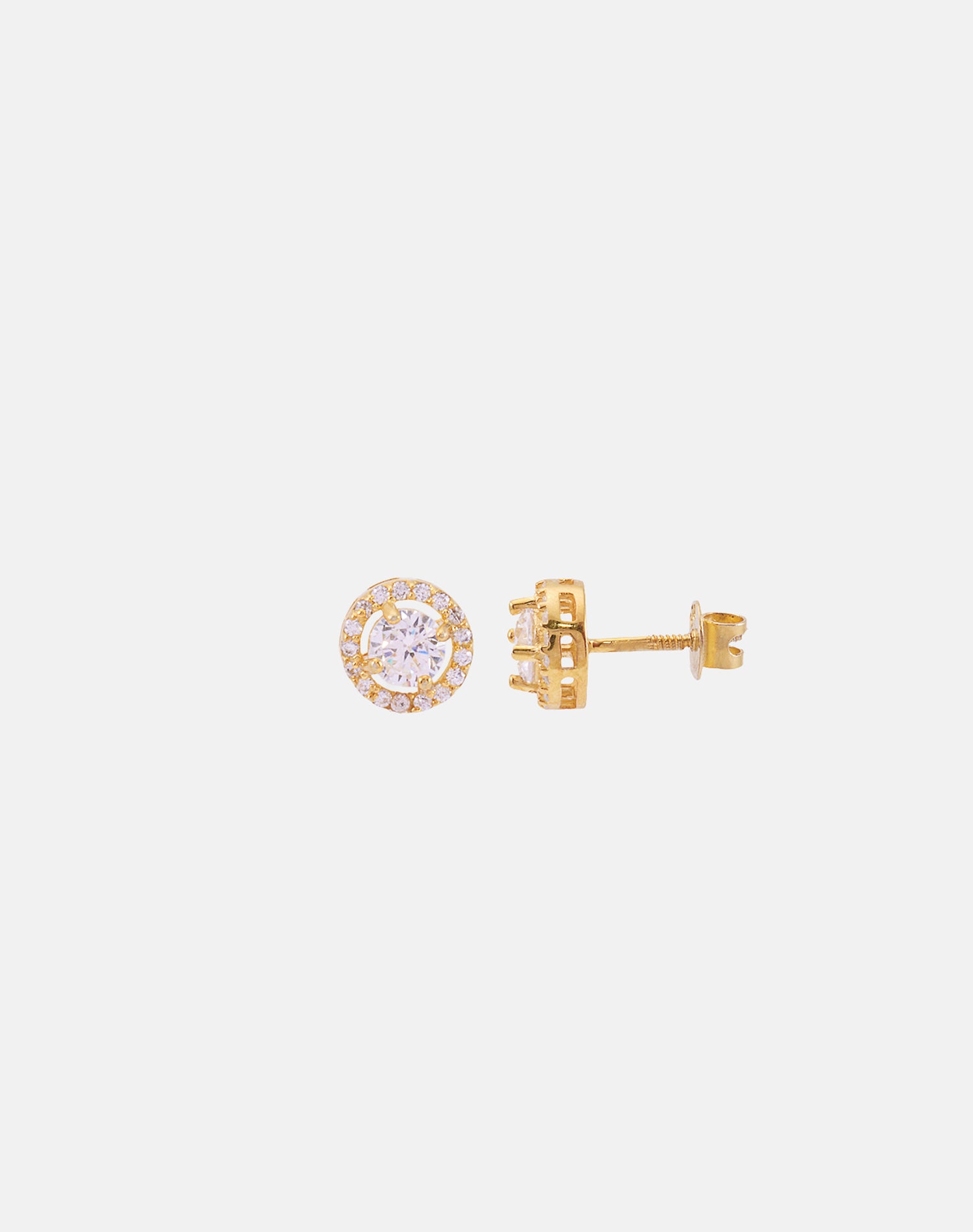 Gold halo Solitaire Stud Earrings
