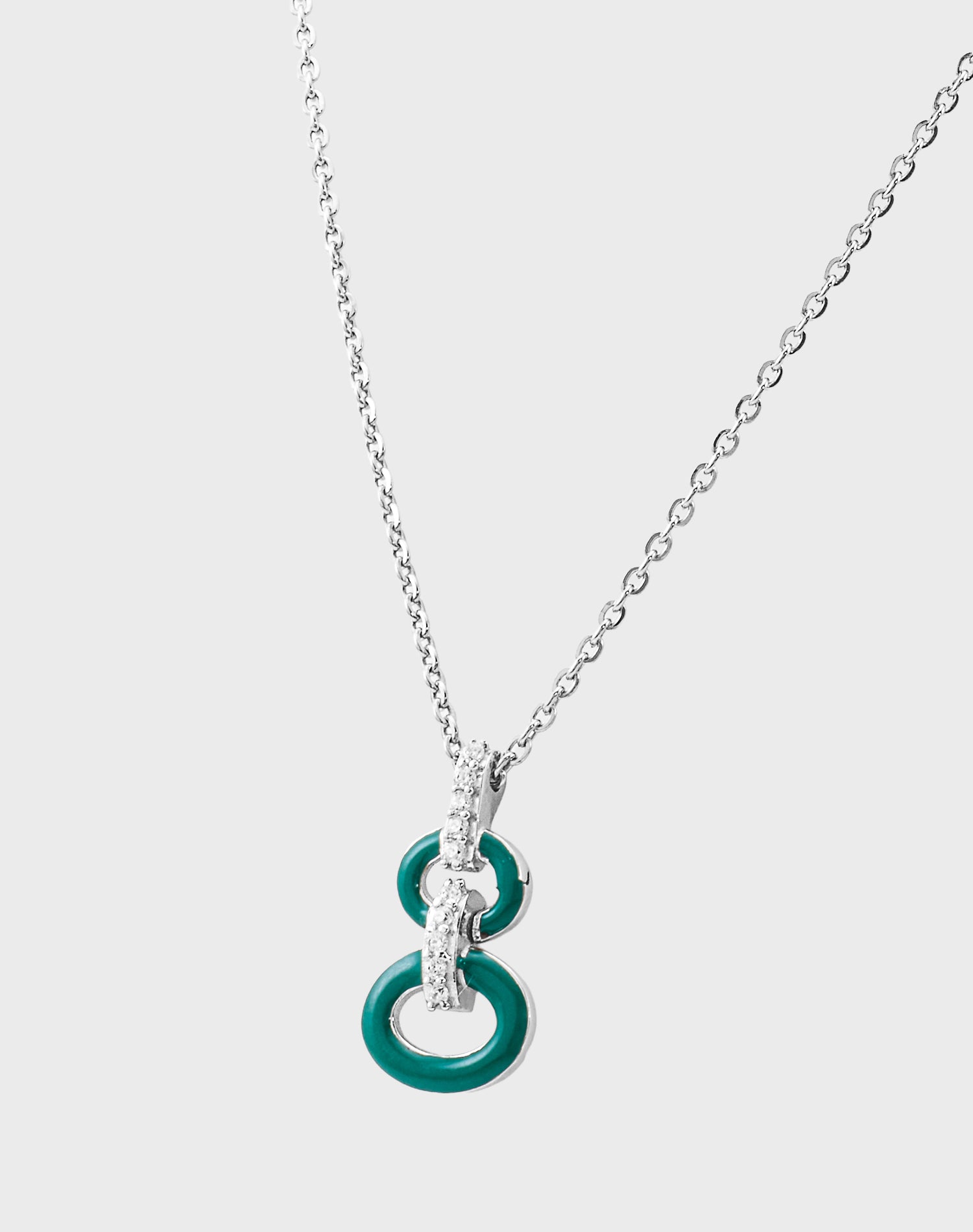Silver Link & Wink Enamel Pendant Chain
