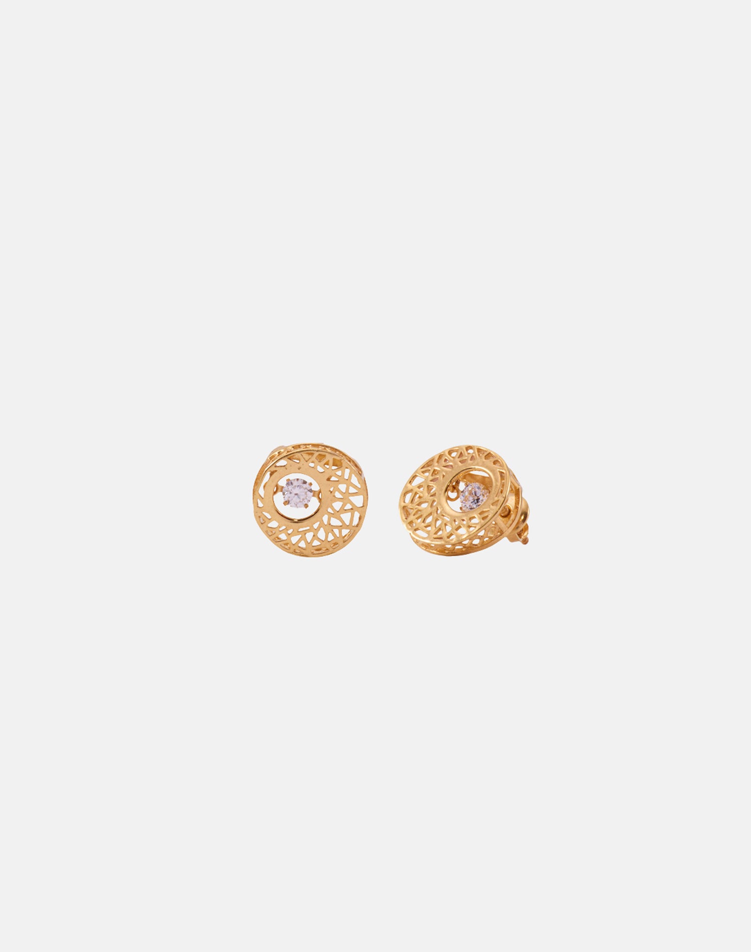 Gold Mesh Dancing diamond Stud Earrings