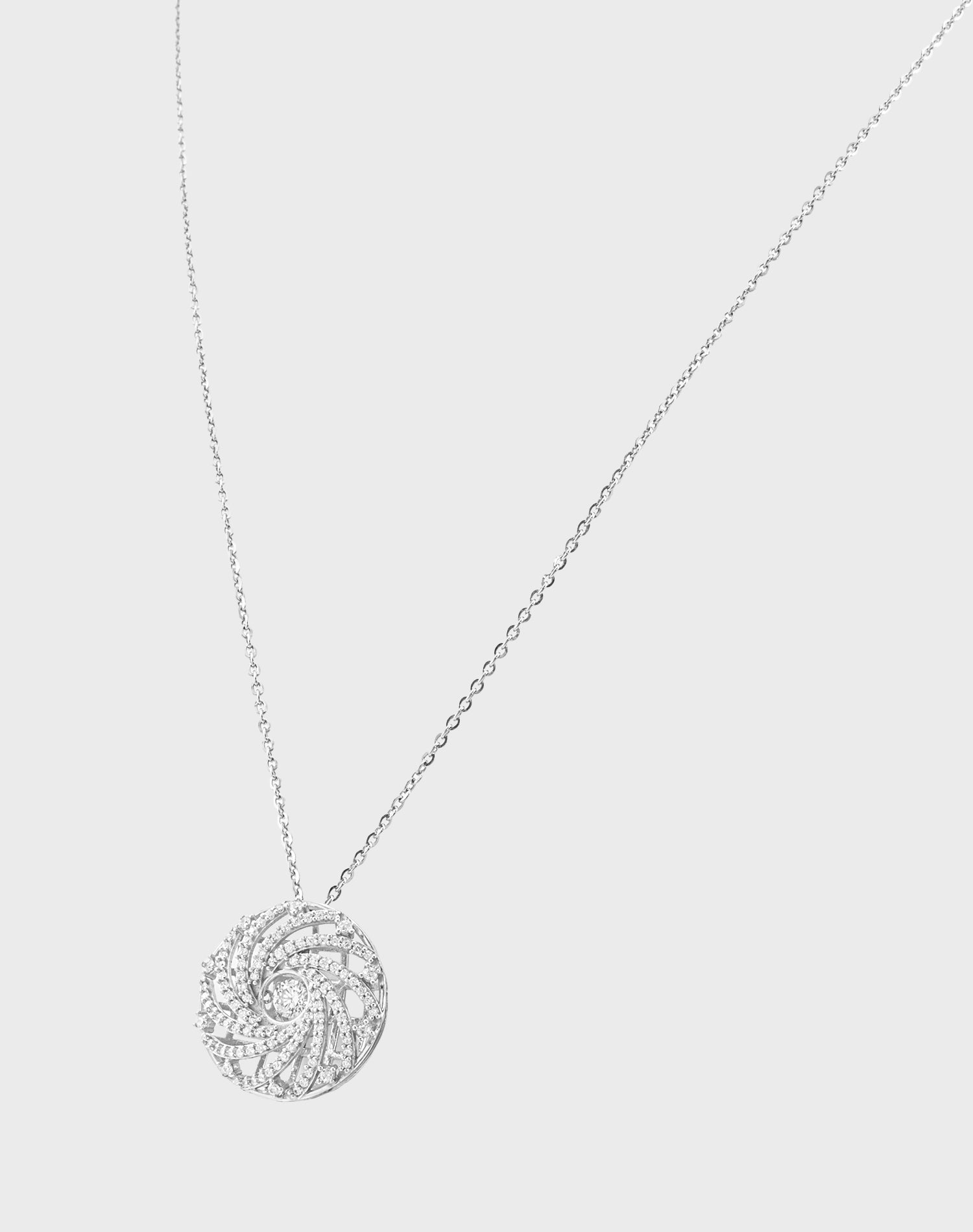Silver Motion Dancing Diamond Pendant Chain