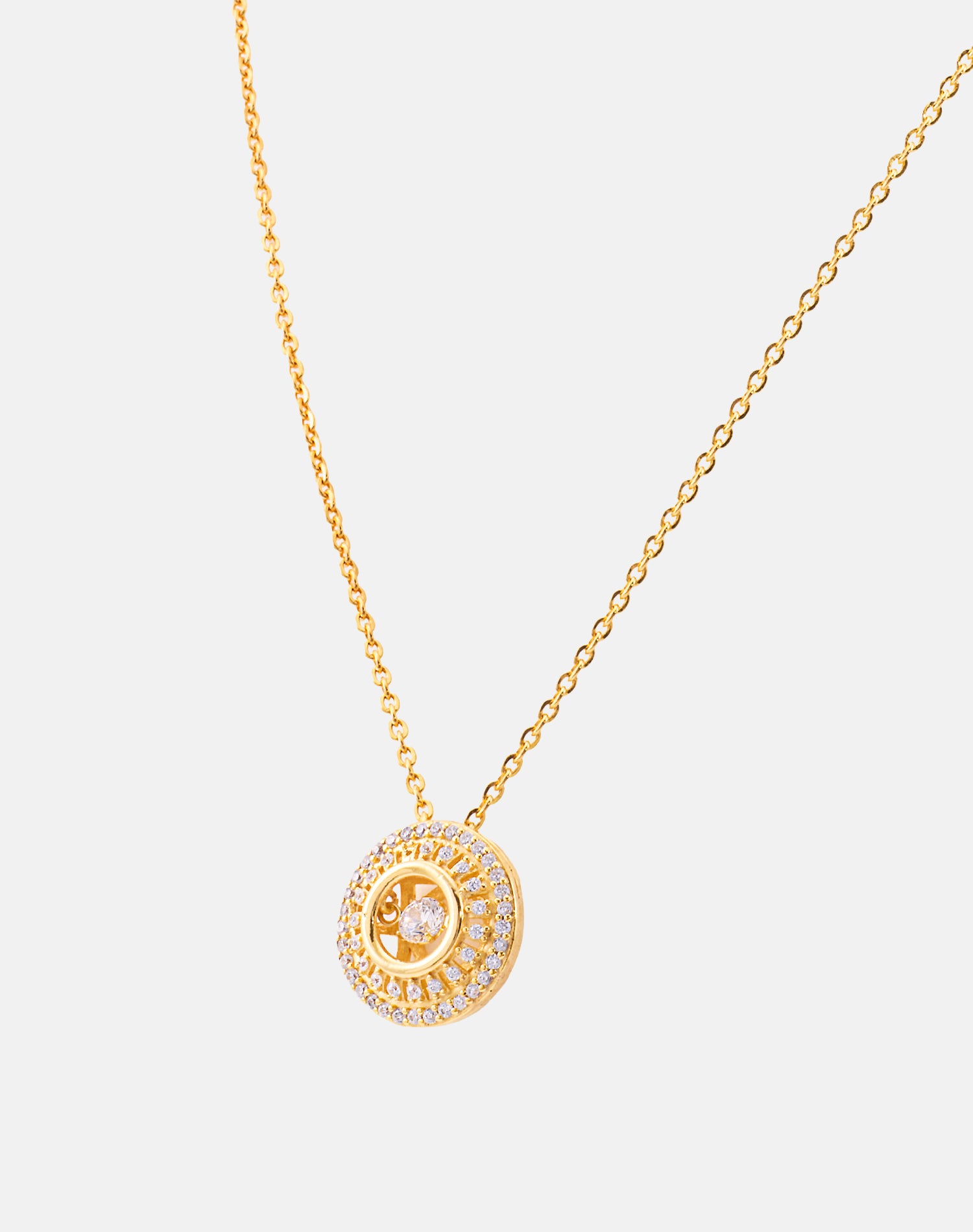 Gold Orbit Dancing Diamond Pendant Chain