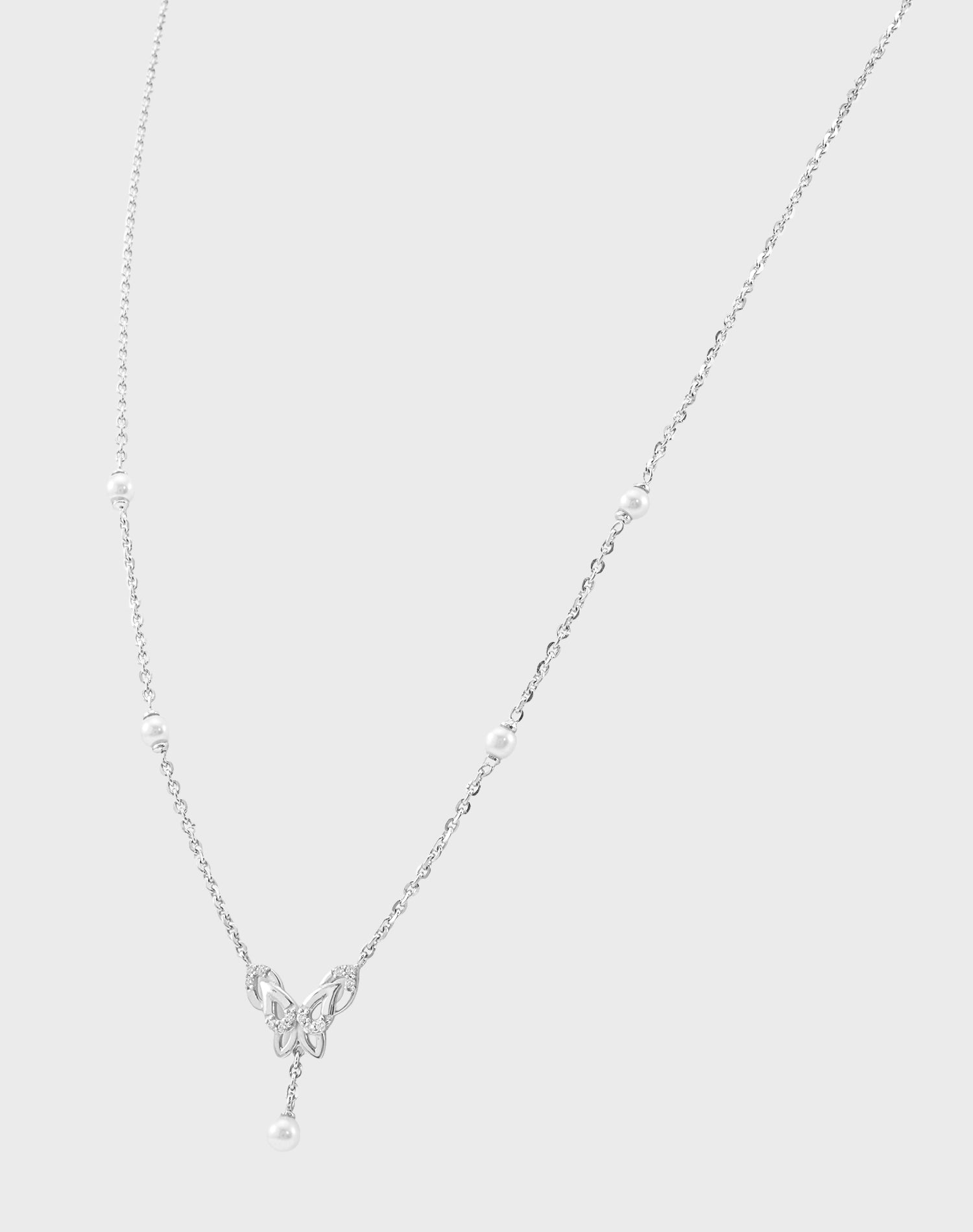 Silver Flutter Pearl Pendant Chain